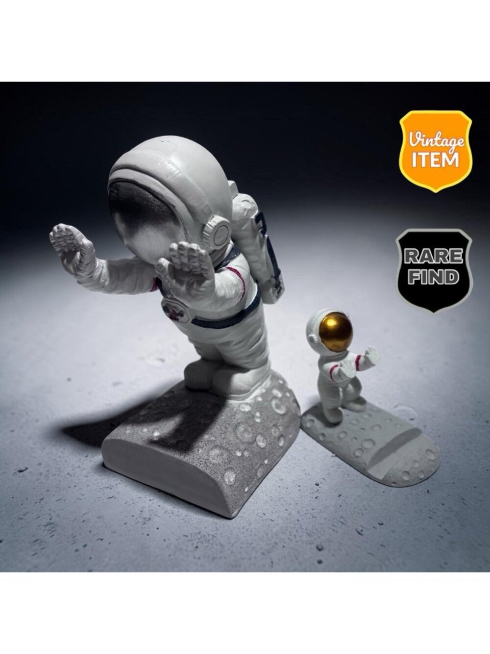 Astronaut Figurines Moon Base Vintage Big & Small Sculptures Space Decor. RARE!